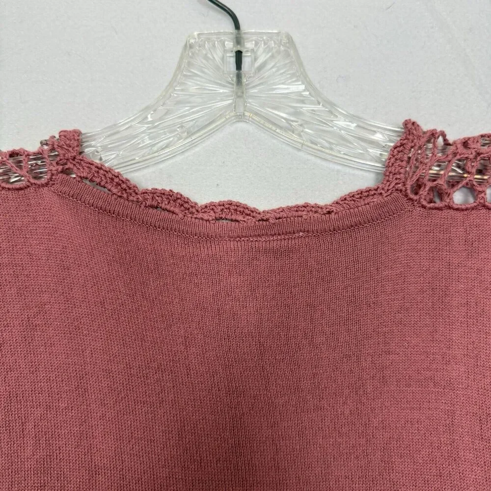 Vintage Casual Corner 90s Y2K Silk Cotton Pink Crochet Vest Sz M CottageCore